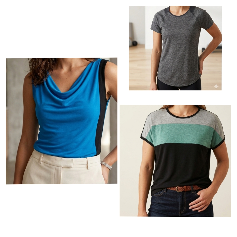 Women’s MediumTops Bundle Tek Gear Workout Tee Derek Lam Design Nation Cowl Neck